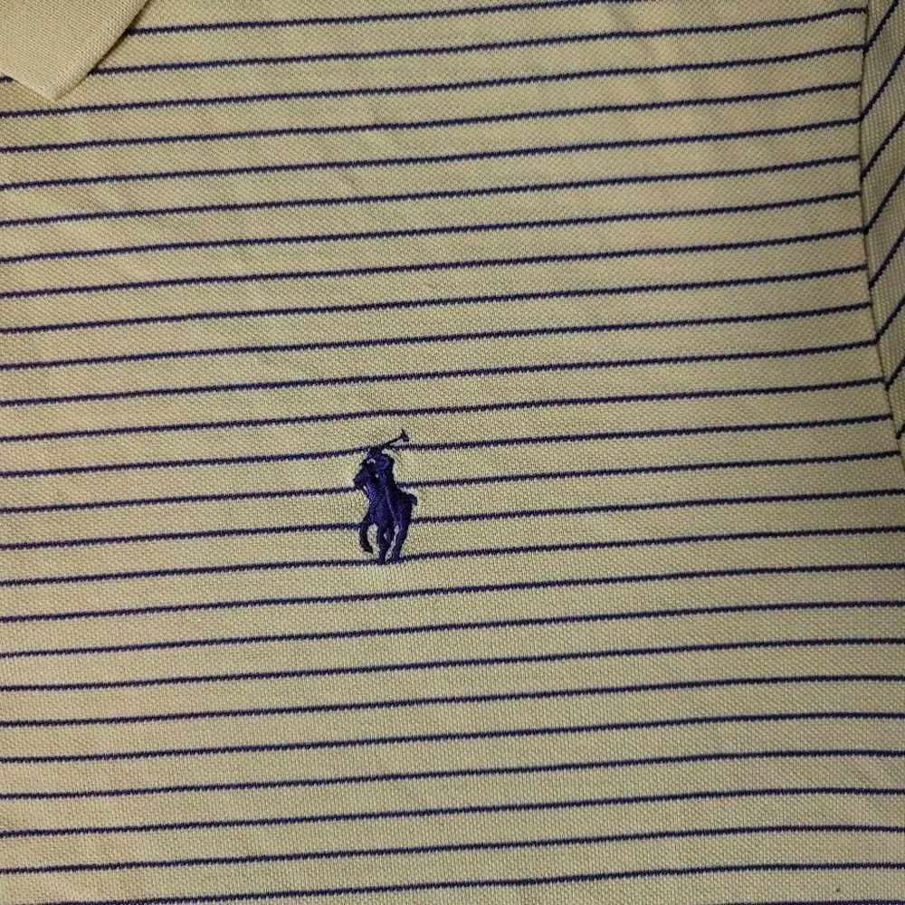 Polo Ralph Lauren Golf Shirt Men's Sz M Yellow Striped Trump National Golf Club